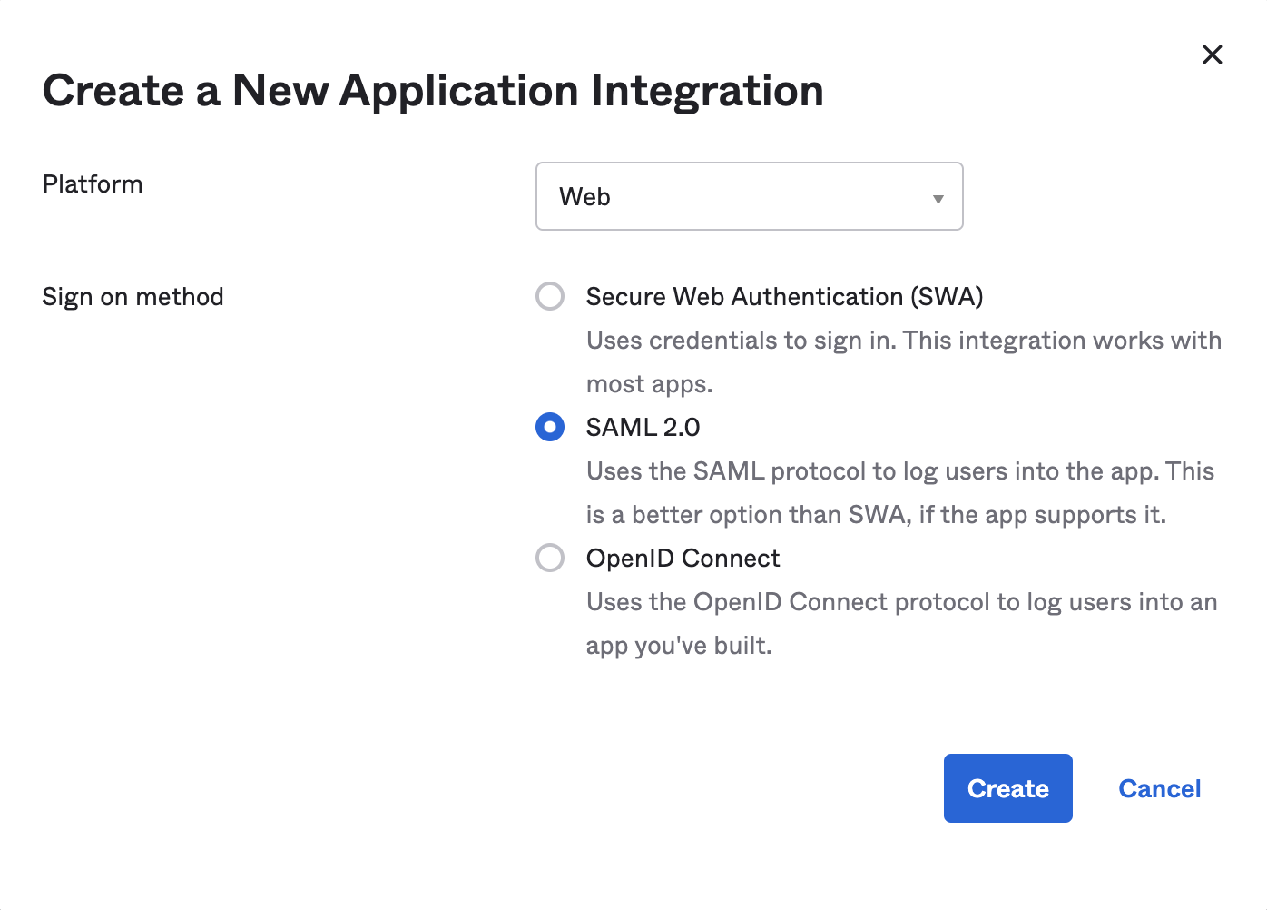 Creating SAML app through Okta Creating SAML app through Okta